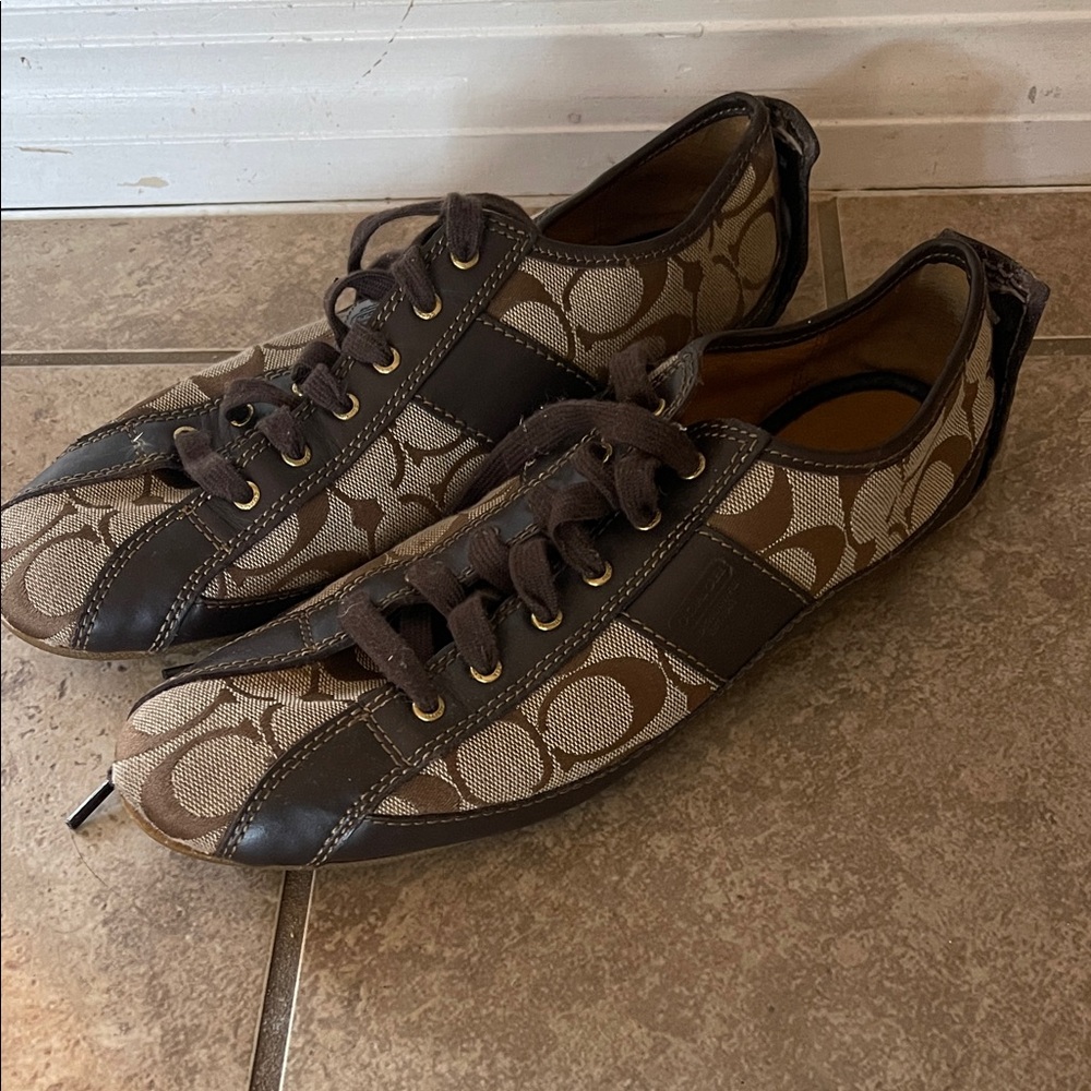 Coach Brown Patterned Sneakers